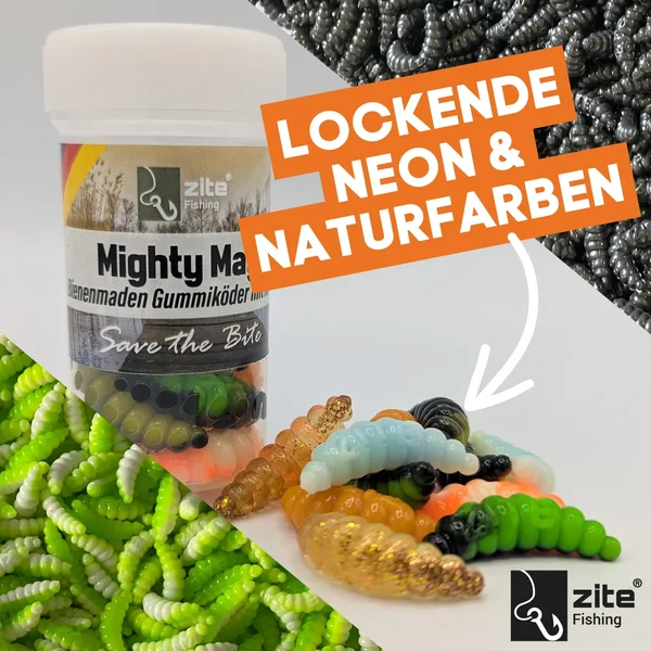 Mighty Mag Bienenmade Allround Mix Käse Gummiköder Forelle 2,8 cm 12 Stück_auswahl1