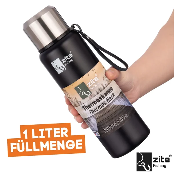 Thermoskanne Edelstahl 1l Doppelwandige Thermosflasche Gummierter Boden mit Becher_auswahl2