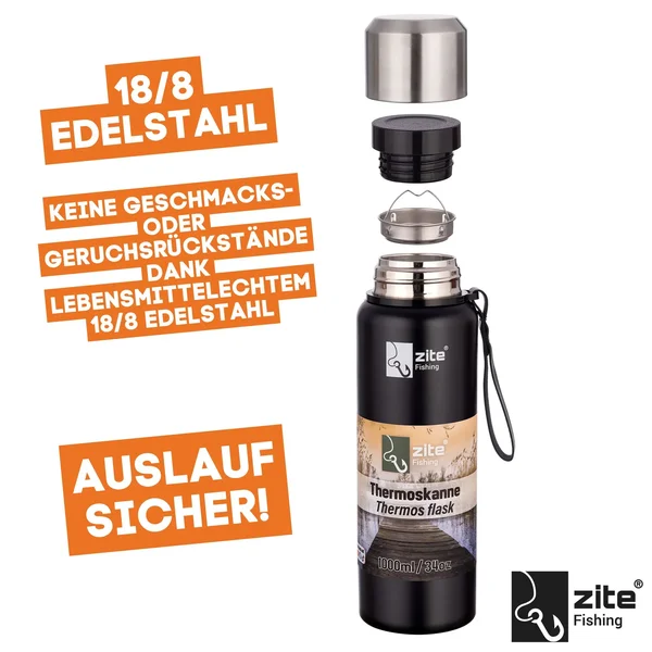 Thermoskanne Edelstahl 1l Doppelwandige Thermosflasche Gummierter Boden mit Becher_auswahl3
