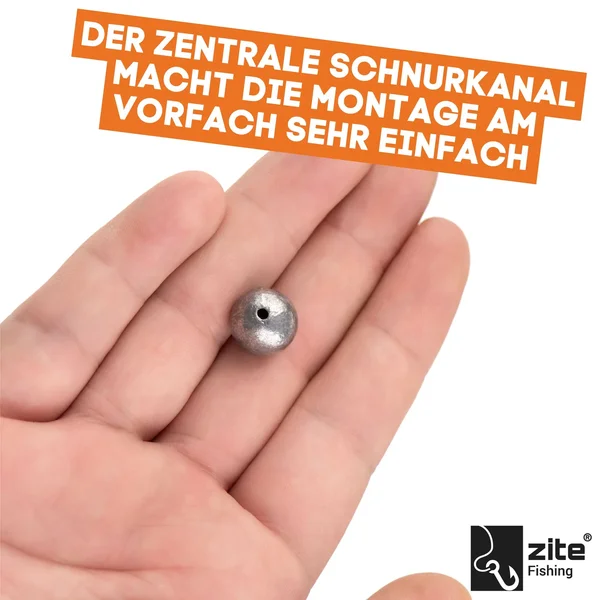 Zite Fishing Lochblei Sortiment 30 Stück 5-20g Kugelblei mit Schnurkanal in Sortierbox Grund- & Strömungsangeln_auswahl2