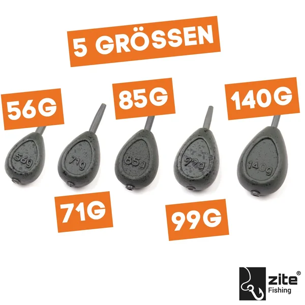 Zite Fishing Inline Karpfenblei 9tlg. 56-140g Durchlaufblei Grundangeln Karpfen-Angeln_auswahl2