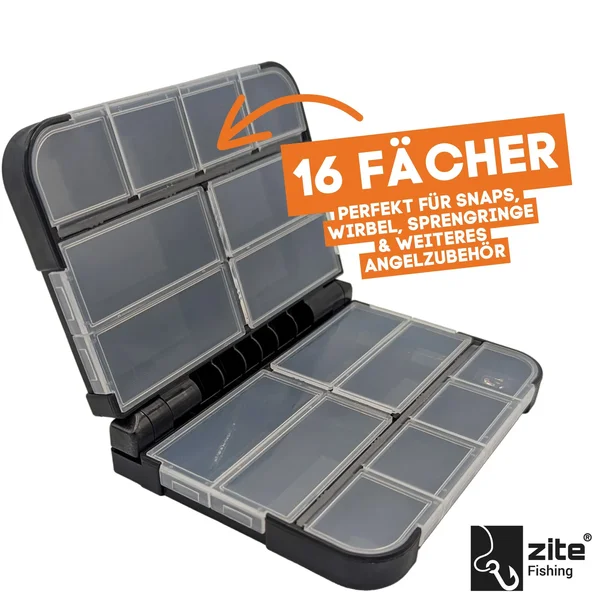 Zite Fishing Pocket Sorting Box Schwarz Tacklebox 13,2 x 9,7 x 3,4 cm 16 Fächern einzeln verschließbar_auswahl2