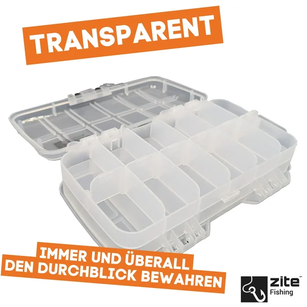 Angelbox Zweiseitig 21x13x6,1cm 18 Fächer für Metallköder, Jigspinner & Spoons_auswahl5
