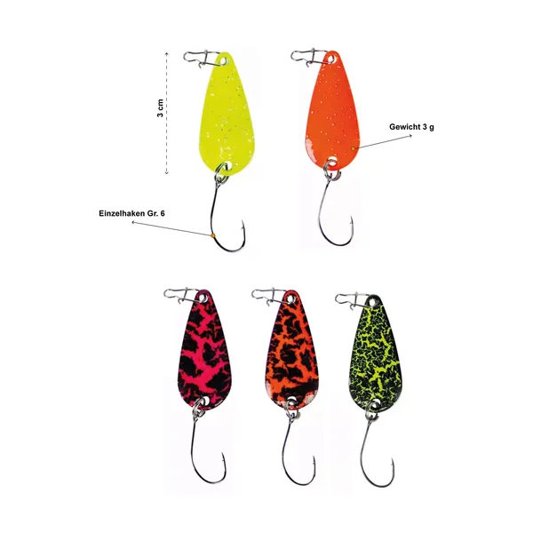 Zite Fishing Forellenblinker Neon 5er Set 3 cm 3 g_auswahl1