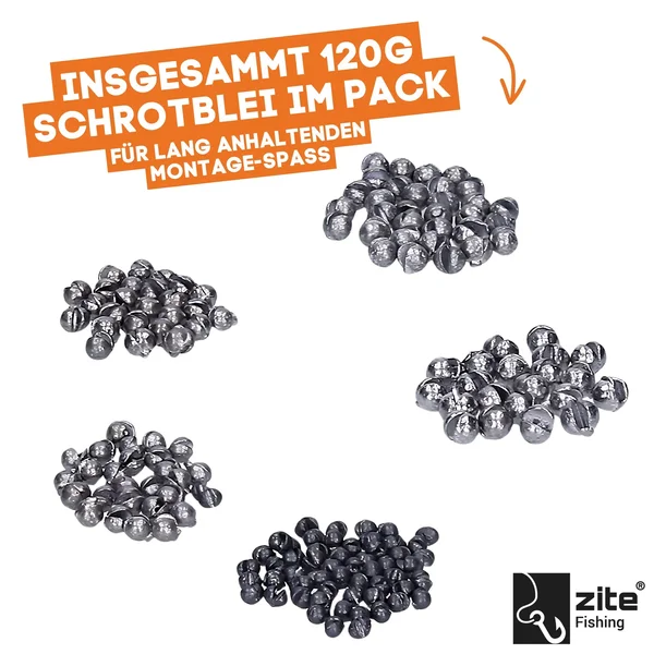 Zite Fishing Schrotblei Dose - Bleischrot Angelblei 120g Sortiert_auswahl4