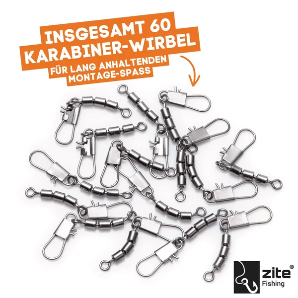 Zite Fishing Dreifachwirbel Sbirolino Wirbel Set 60 Stück in Box_auswahl4