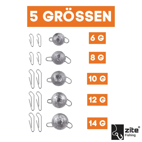 Zite Fishing Cheburashka Blei Jighead Set 30 Stück Box 6-14g_auswahl2