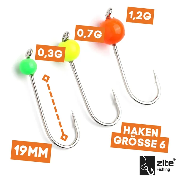 Zite Fishing Tungsten Jighead Set 27 Stück 0,3-1,2g Neon_auswahl1