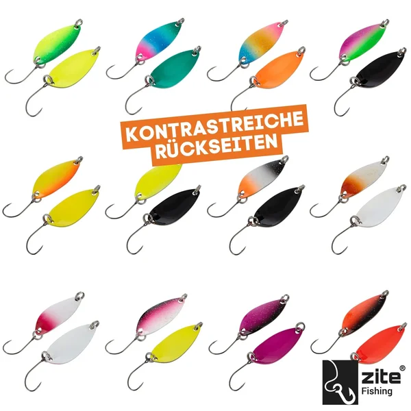 Zite Fishing Trout Spoon Forellenköder Set Beidseitig Farbig 12 Stück in Box_auswahl3