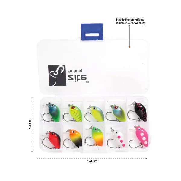 Zite Fishing Neon Mini-Wobbler Set 10 Stück UV-Aktiv in Köderbox_auswahl3