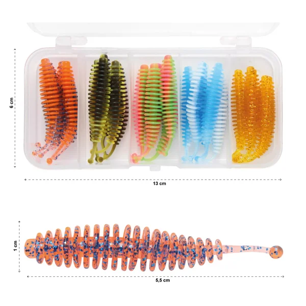 Forellenwürmer 5,5 cm 25 Stück mit 3 Tungstenhaken Zite Fishing_auswahl1
