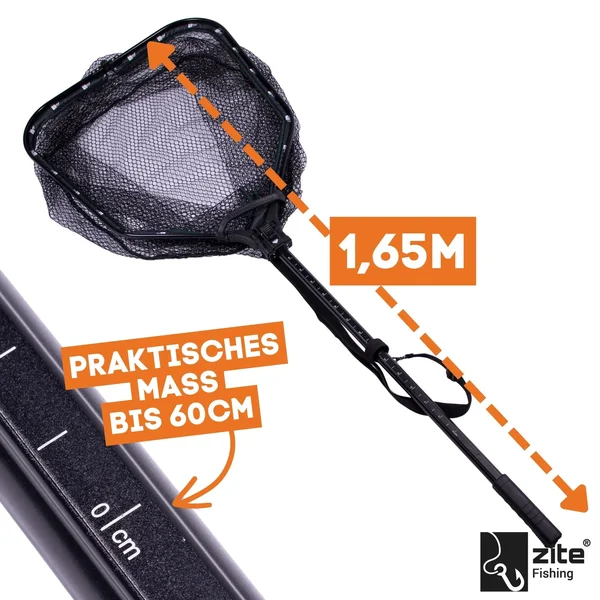 Raubfisch Kescher Gummiert mit Schultergurt & Faltbar Zite Fishing_auswahl1