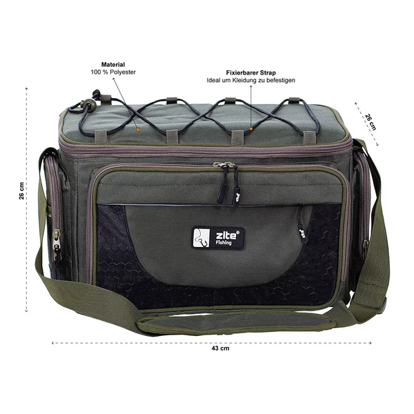 Angeltasche mit Tackle Boxen & Schultergurt 43cm Groß Zite Fishing_auswahl1