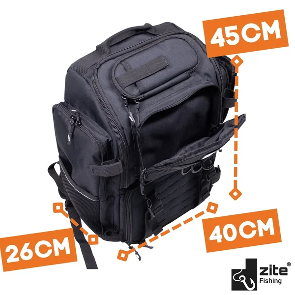 Angelrucksack mit 4 Boxen & Rückenpolster als Spinnfischer Rucksack Schwarz_auswahl1