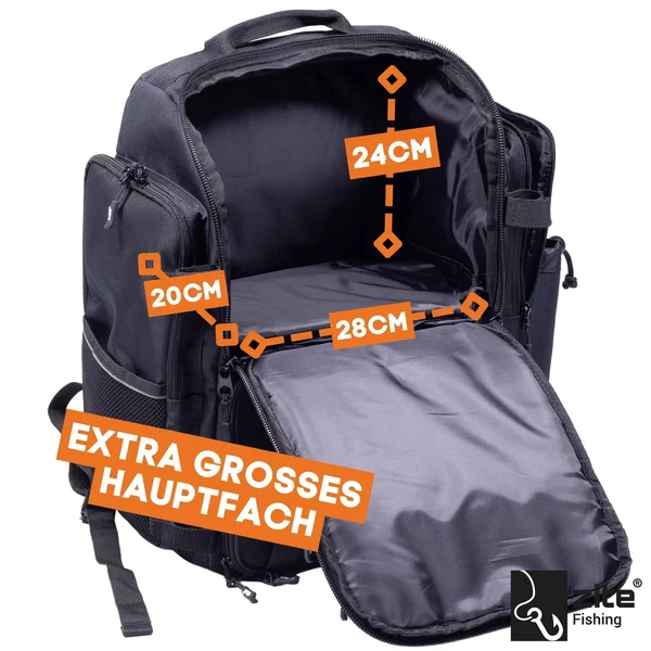 Angelrucksack mit 4 Boxen & Rückenpolster als Spinnfischer Rucksack Schwarz_auswahl5