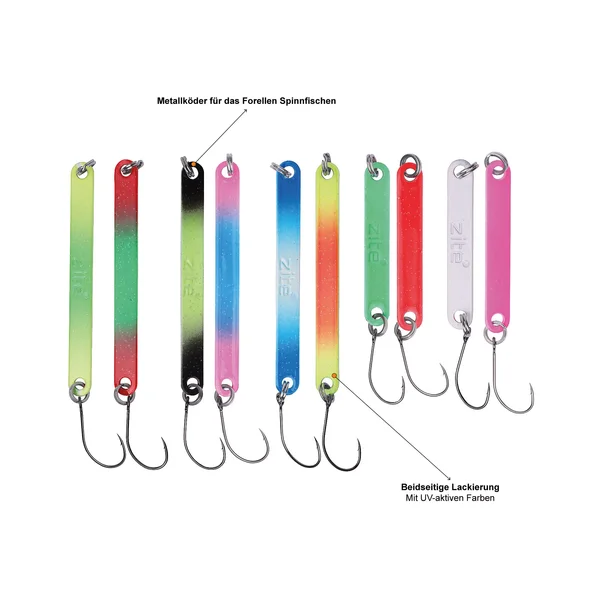 Forellen Stick Spoons UV Aktiv 4-6cm Set 5 Stück in Box Zite Fishing_auswahl1