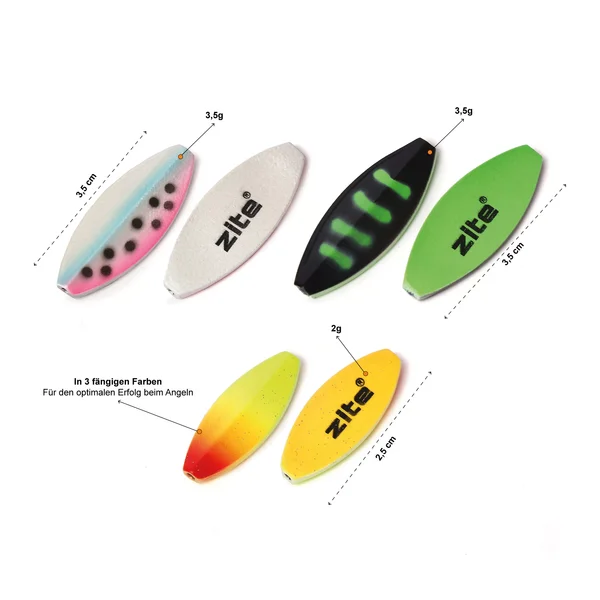 Forellen Inline Spoons Set Neon 2-3,5g mit Köderbox Zite Fishing_auswahl4