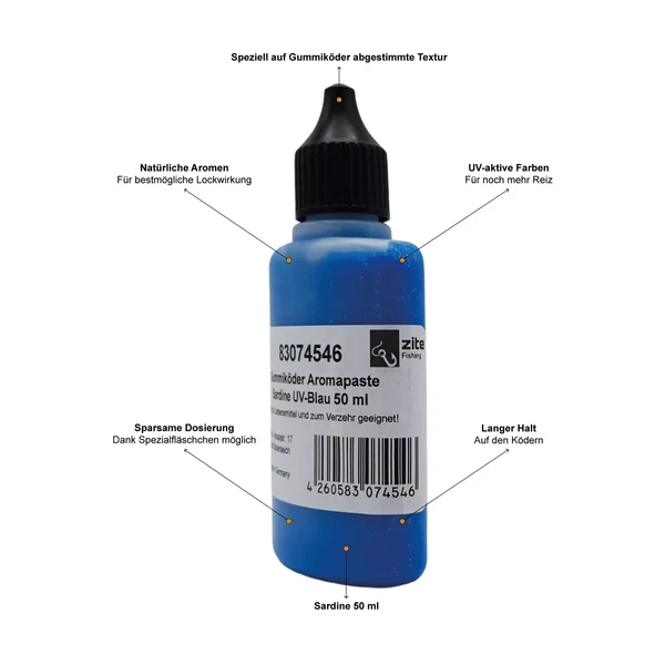 Zite Fishing Gummiköder Aromapaste Sardine UV-Blau 50 ml_auswahl1