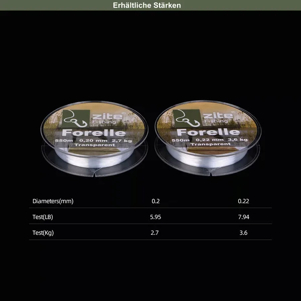 Forellenschnur Monofil 0,20mm 550m Transparent Spule Zite Fishing_auswahl4
