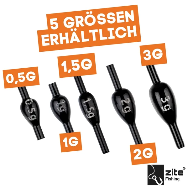  Zite Fishing Blei Fixdrops Forellenbleie 5 x 2g Angelgewicht für Grund- & Schleppangeln_auswahl4