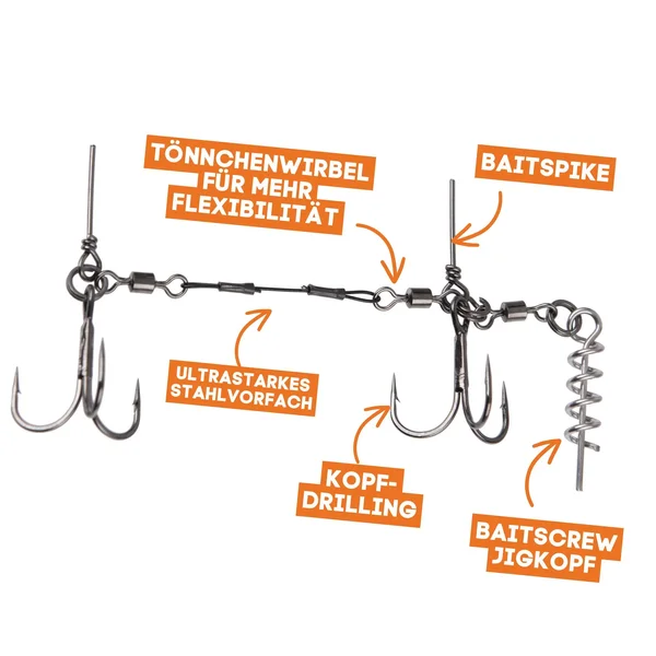 Zite Fishing Hecht Shallow-Rig-System S 9cm - Gummifisch-System ideal für Hechtköder 15 - 20 cm_auswahl3