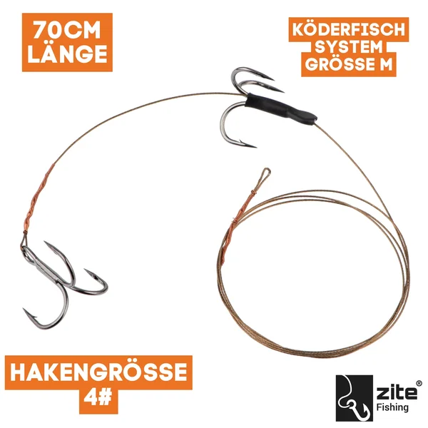 Zite Fishing Köderfisch Hecht System M für Köderfische 9 - 13 cm - Raubfisch Fertigmontage _auswahl1