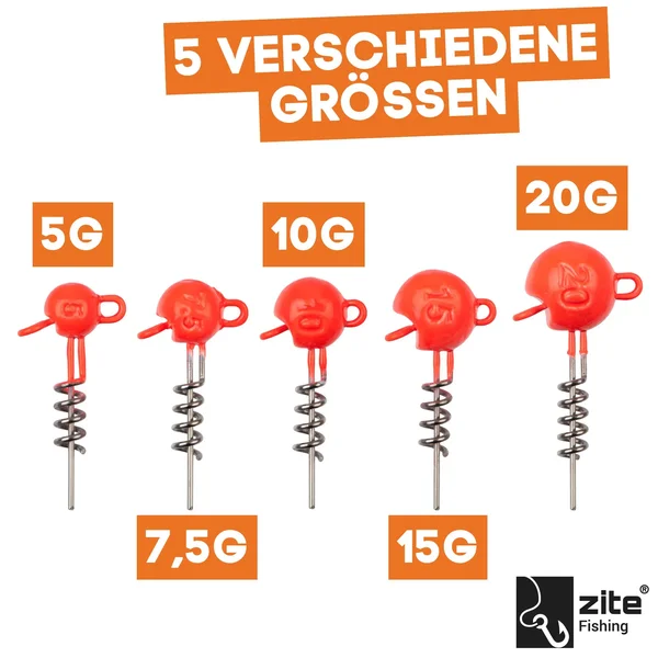 UV Screw Jigs 7,5g Jigköpfe Blei Gummiköder Angeln Raubfisch 5STK_auswahl3