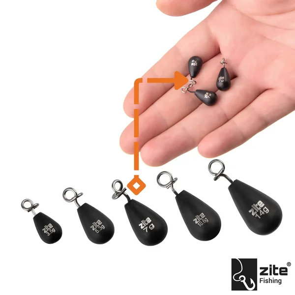 Shallow & Jika Rig Tungsten Fastach Gewichte 7g 3er Pack mit Einhänge-Clip Zite Fishing_auswahl2