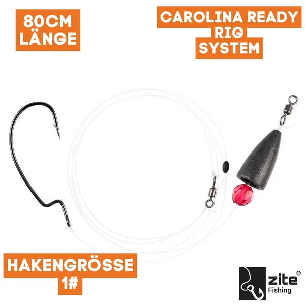 Zite Fishing Carolina Ready Rig #1 Offset Haken mit 7g Bullet-Blei 80cm fertige Raubfisch-Montage _auswahl1