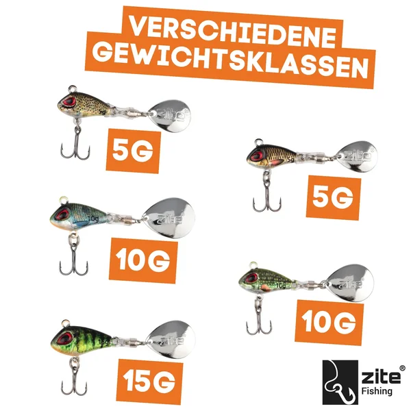 Spin Jigs Sortiment 5-15g 3D Natur Jigspinner Barsch Zander Köder mit Köderbox_auswahl1