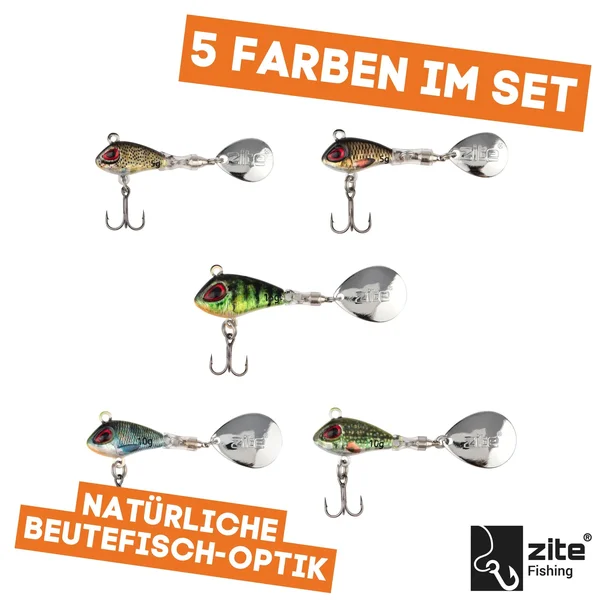 Spin Jigs Sortiment 5-15g 3D Natur Jigspinner Barsch Zander Köder mit Köderbox_auswahl2