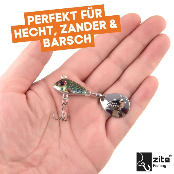 Spin Jigs Sortiment 5-15g 3D Natur Jigspinner Barsch Zander Köder mit Köderbox_auswahl6