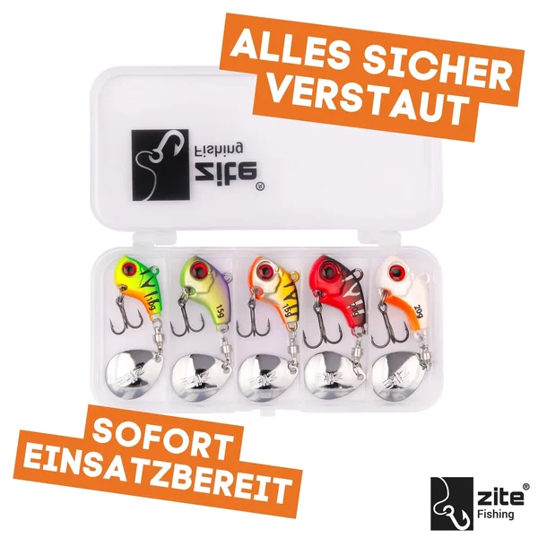 Jigspinner Set 10-20g Neon Spin Jigs Zander & Barschköder 5 Stück mit Köderbox_auswahl3