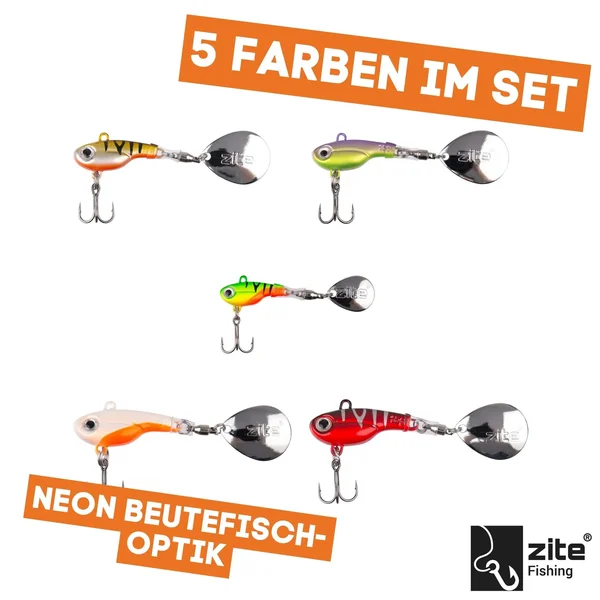 Jigspinner Sortiment 5-15g Neon Raubfischköder Spin Jigs 5 Stück mit Köderbox_auswahl2