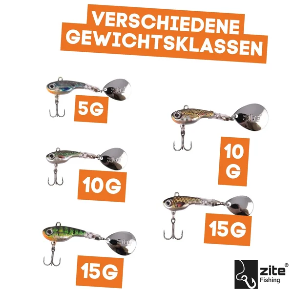 Zite Fishing Jigspinner Set 5-15g 3D Natur Design Spin Jigs Köder 5 Stück mit Köderbox_auswahl1