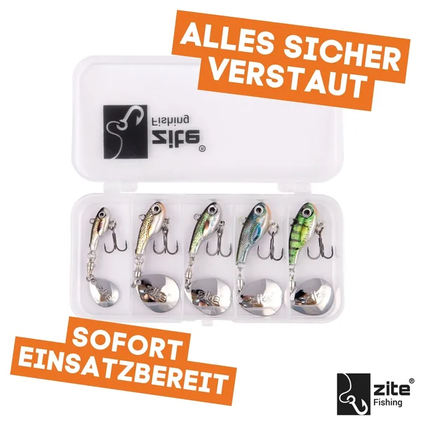 Zite Fishing Jigspinner Set 5-15g 3D Natur Design Spin Jigs Köder 5 Stück mit Köderbox_auswahl3