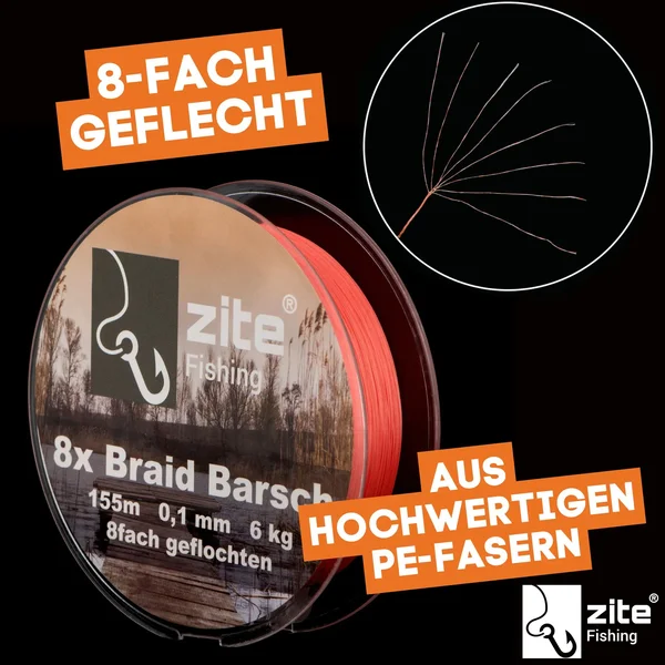 Zite Fishing Angelschnur Geflochten 8fach Barsch Schnur 155m 0,1mm 6kg_auswahl5