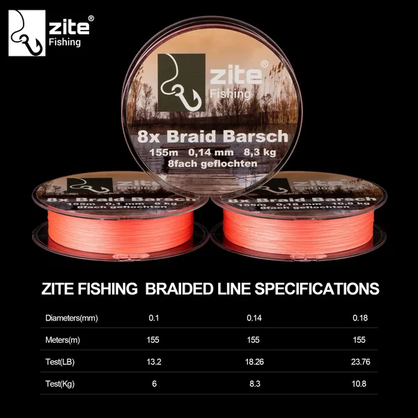Zite Fishing Angelschnur Geflochten 8fach Barsch Schnur 155m 0,1mm 6kg_auswahl7