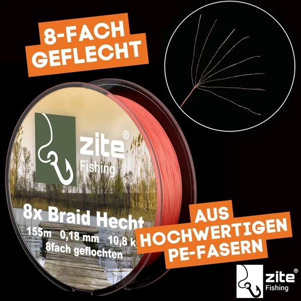 Zite Fishing Angelschnur Geflochten 8fach Hecht Schnur 155m 0,18mm 10,8 kg_auswahl5