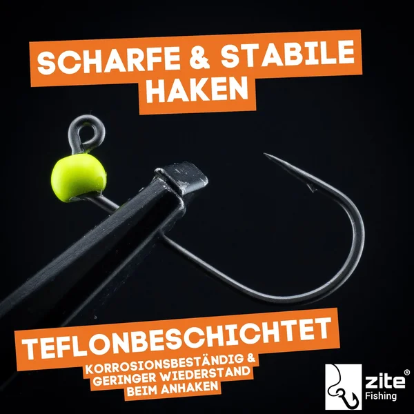 Zite Fishing Premium Tungsten Pro Sharp Jighaken Neon #4 - Teflonbeschichtete Forellen-Haken mit Tungstenperle_auswahl4