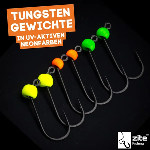 Zite Fishing Premium Tungsten Pro Sharp Jighaken Neon #8 - Teflonbeschichtete Forellen-Haken mit Tungstenperle_auswahl2