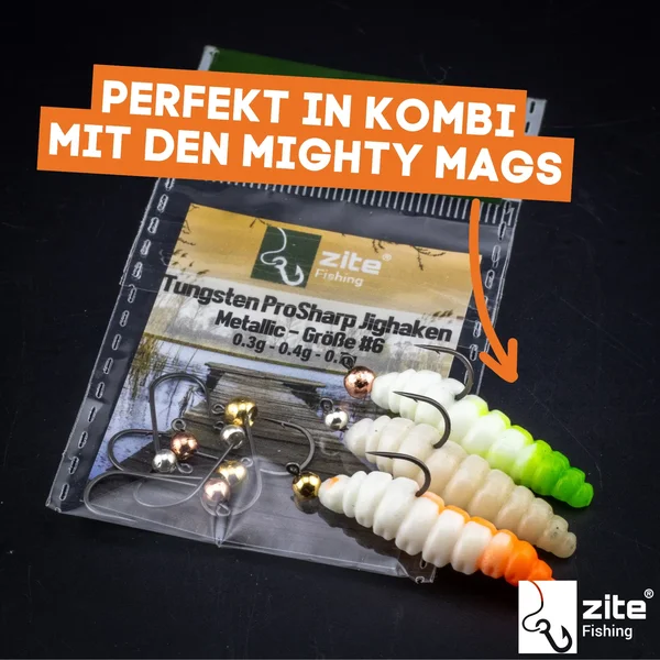 Zite Fishing Premium Tungsten Pro Sharp Jighaken Metallic #6 - Teflonbeschichtete Forellen-Haken mit Tungstenperle_auswahl5