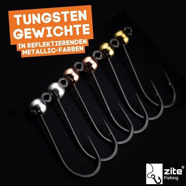 Zite Fishing Premium Tungsten Pro Sharp Jighaken Metallic #8 - Teflonbeschichtete Forellen-Haken mit Tungstenperle_auswahl3