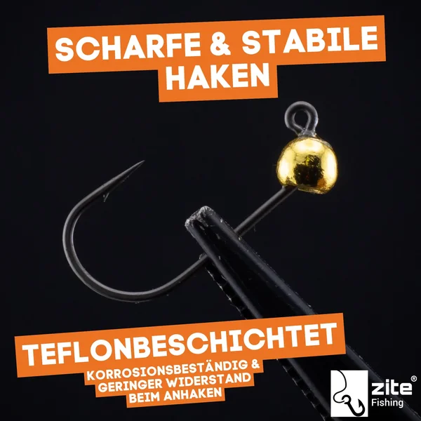 Zite Fishing Premium Tungsten Pro Sharp Jighaken Metallic #8 - Teflonbeschichtete Forellen-Haken mit Tungstenperle_auswahl4
