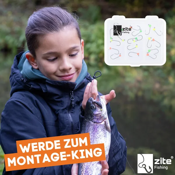 Zite Fishing Tungsten ProSharp Jighaken Set #6 Neon 18 Angelhaken 0,3-0,7g Jigköpfe Tefloncoated in Sortierbox_auswahl6
