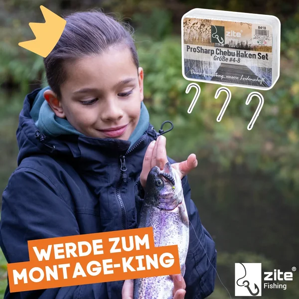 Zite Fishing ProSharp Chebu Haken Set #4-8 30 tlg. Teflon-Haken mit Baitholder für Cheburashka-Rig Forelle & Barsch _auswahl6