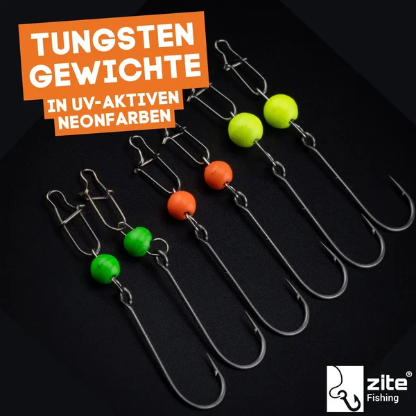 Zite Fishing Tungsten Cheburashka ProSharp Rigs Größe #4 Neon Tungstenperle UV Aktiv Forelle Angelhaken_auswahl2