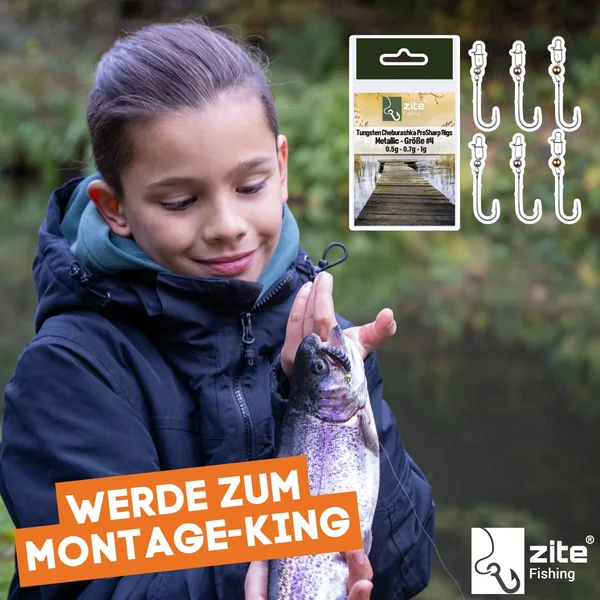 Zite Fishing Tungsten Cheburashka ProSharp Rigs Größe #4 Metallic Tungstenperle Forelle Angelhaken_auswahl7