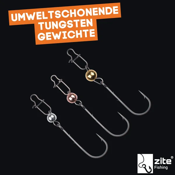Zite Fishing Tungsten Cheburashka ProSharp Rigs Größe #8 Metallic Tungstenperle Forelle Angelhaken_auswahl2