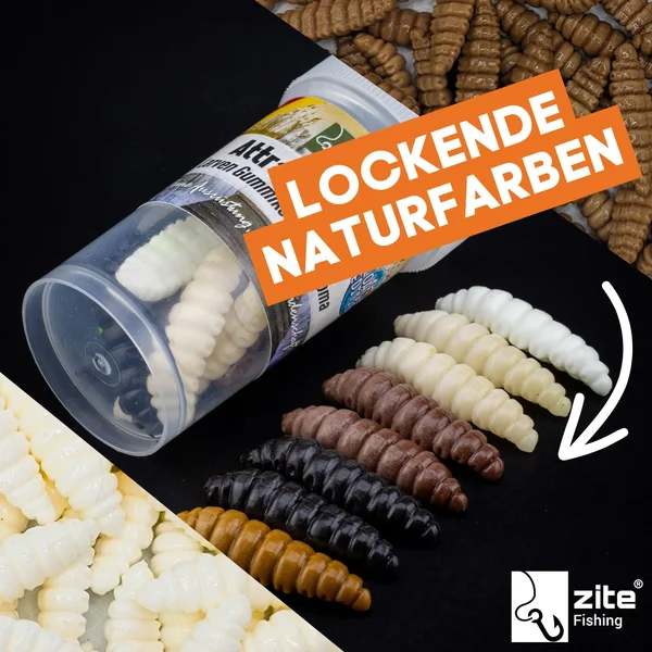 Attracta Larv Forellenköder Natur Mix Knoblauch Aroma Floating Edition 3,5 cm 8 St. Gummiköder_auswahl1